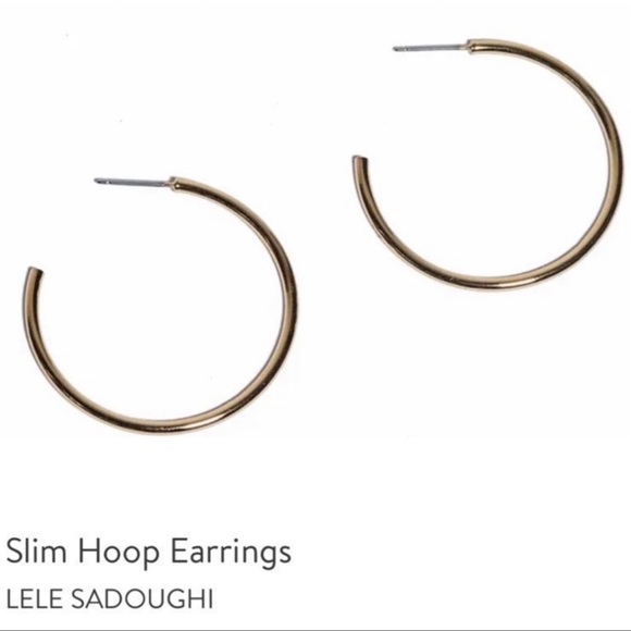 $58 LELE SADOUGHI Slim Hoop Earrings gold tone - Picture 4 of 6